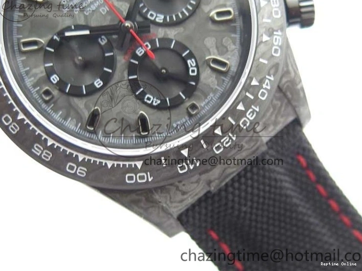 1218 WrinkleFree Daytona DIW Carbon OMF Best Edition Carbon Black Dial Red Hand on Black Nylon Strap A 2846